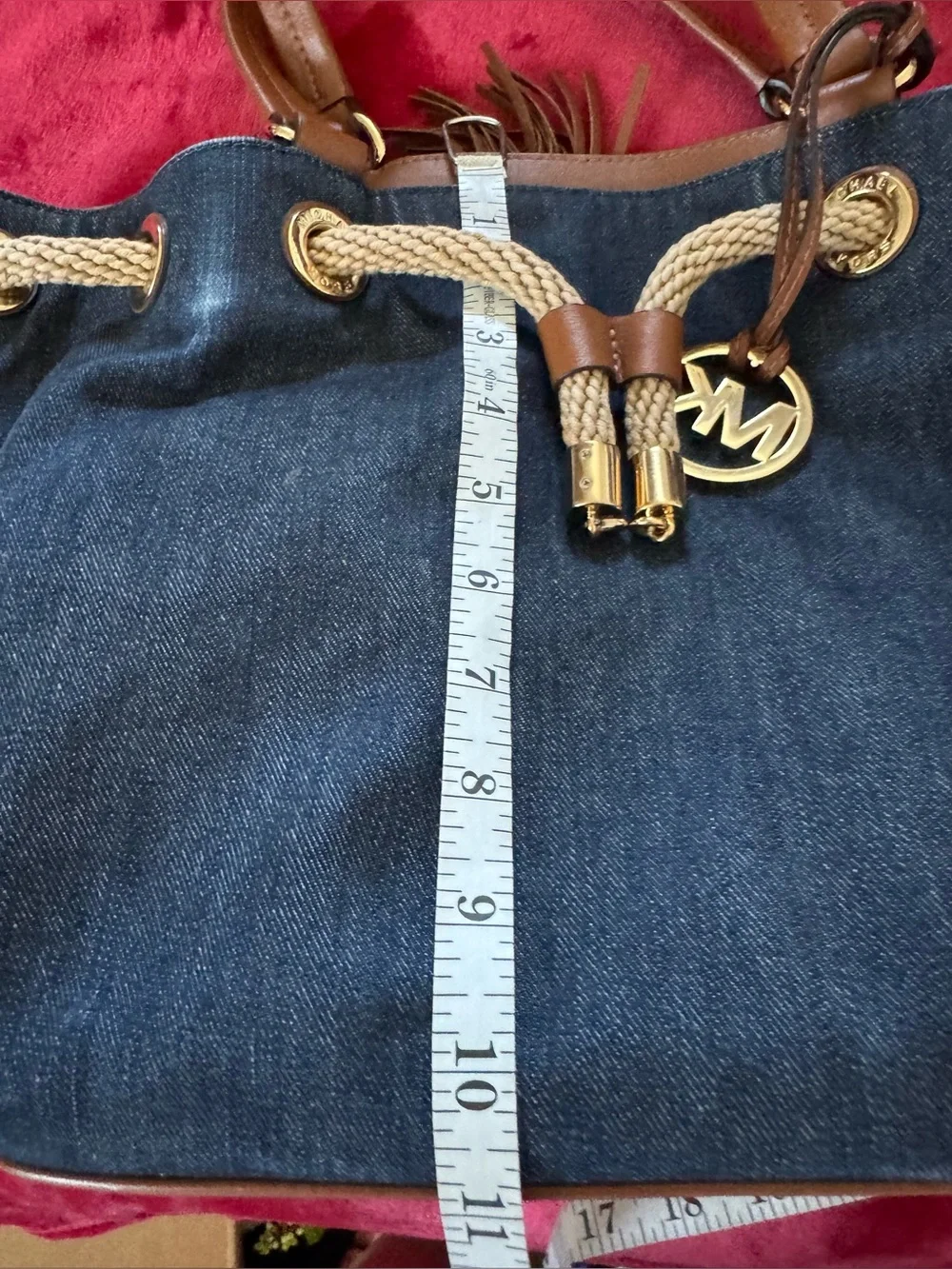 Michael Kors Denim Bag with brow and gold accents